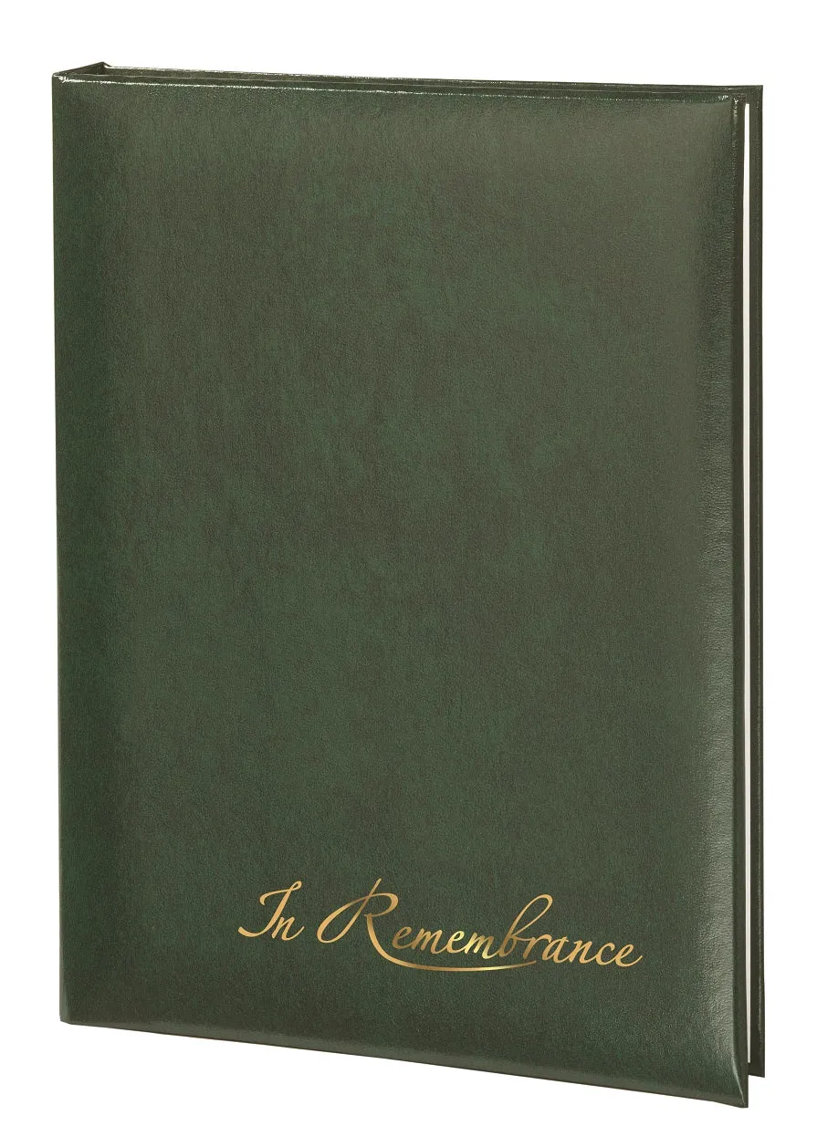 Value Series In Remembrance Memorial Guest Book - 6 Ring - STVL102-Green