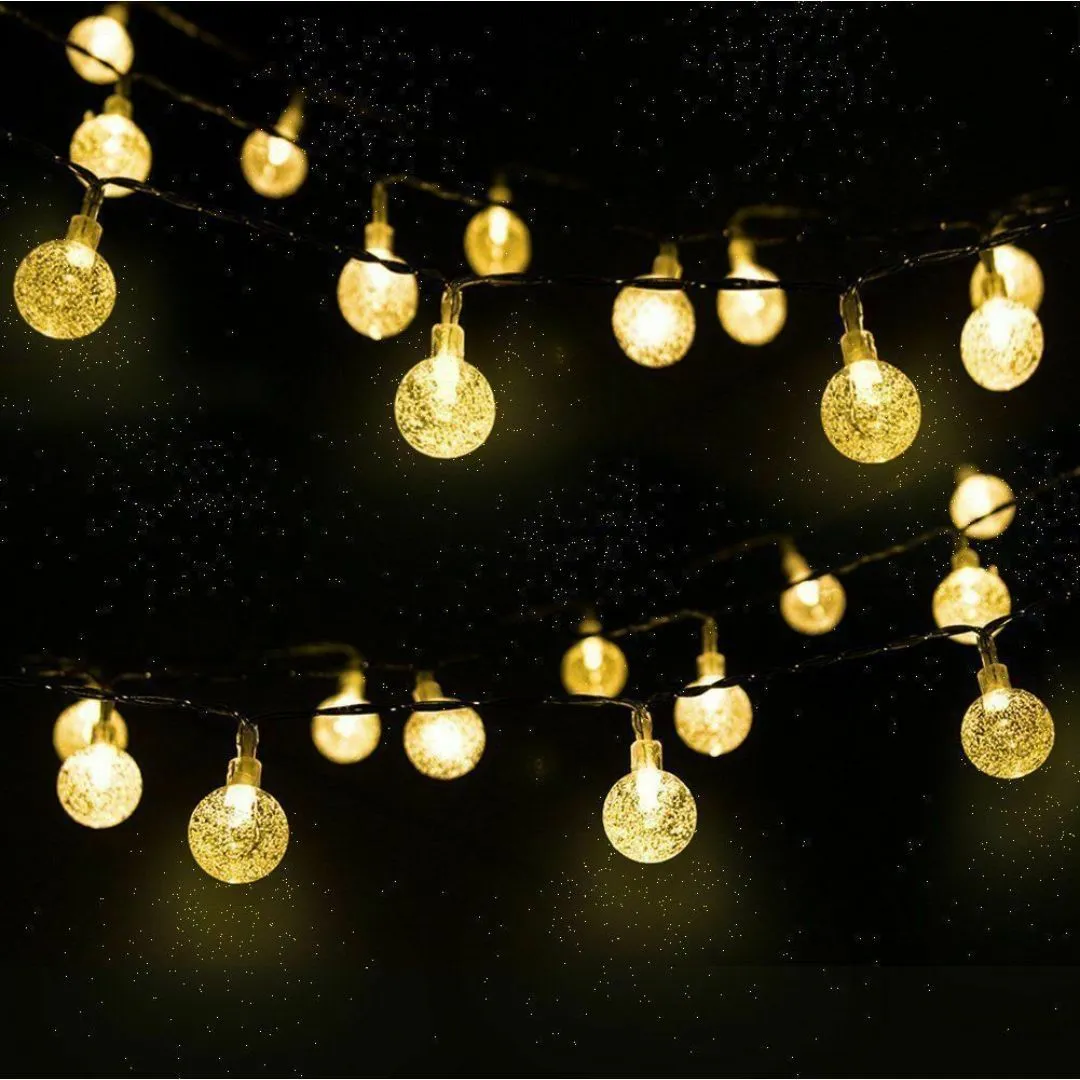 Warm White Led String Lights In Crystal Balls Design