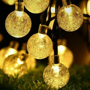 Warm White Led String Lights In Crystal Balls Design