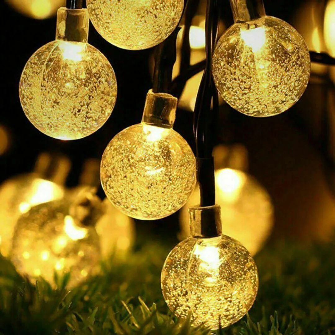 Warm White Led String Lights In Crystal Balls Design